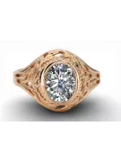 أسلوب فينتاج خاتم Zircon 14 كارت من الذهب الأحمر الوردي vrc012r-zi Art Deco أسلوب اتحاد الجمهوريات السوفيتية سوفيتي روسي